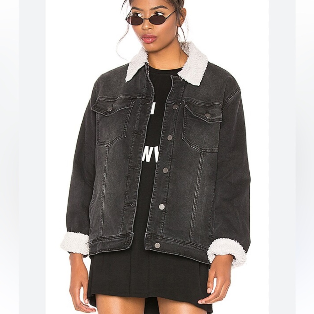 Santcuary Black Sherpa-Lined Denim Jacket